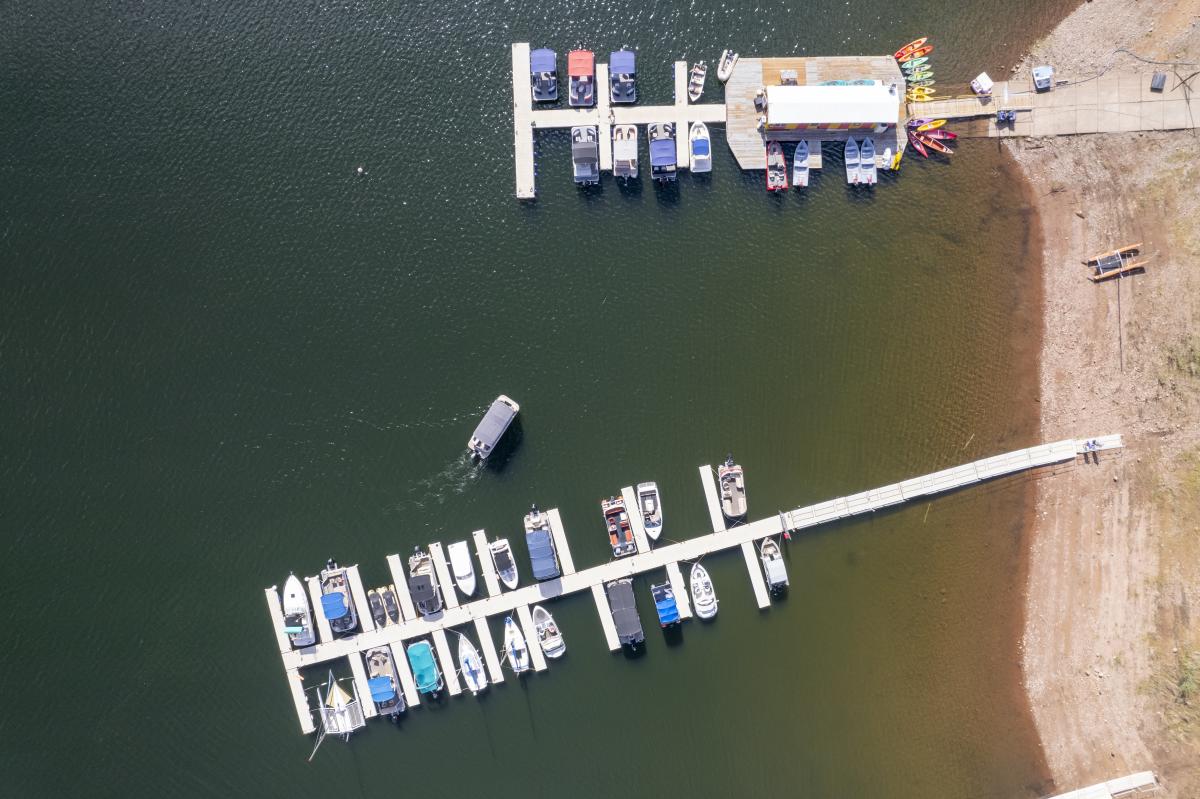 Boating on Vallecito Reservoir during Summer Via Drone